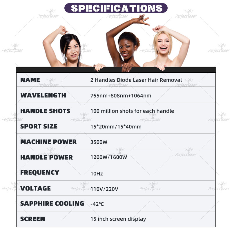 Water Air Semiconductor Cooling 15.6 Inch Color Touch Screen Diode Laser Hair Removal Machine -42 Cellulite