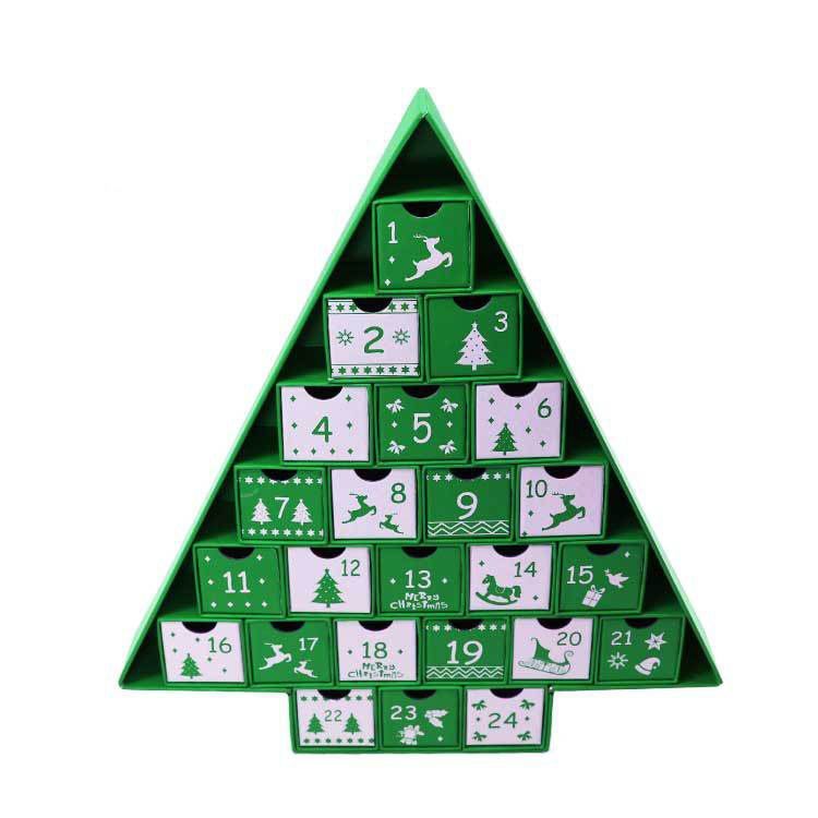 2025 New Custom Christmas Xmas Empty Advent Calendar Box Cosmetic Display Gift Packaging Drawer Box for Cosmetic Makeup Jewelry Beauty