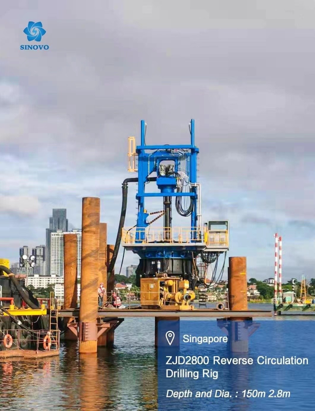 ZJD 2800/280 Hydraulic Reverse Circulation Drilling rig Drilling Max Diameter 2800mm, Air-lift or mudReverse Circulation