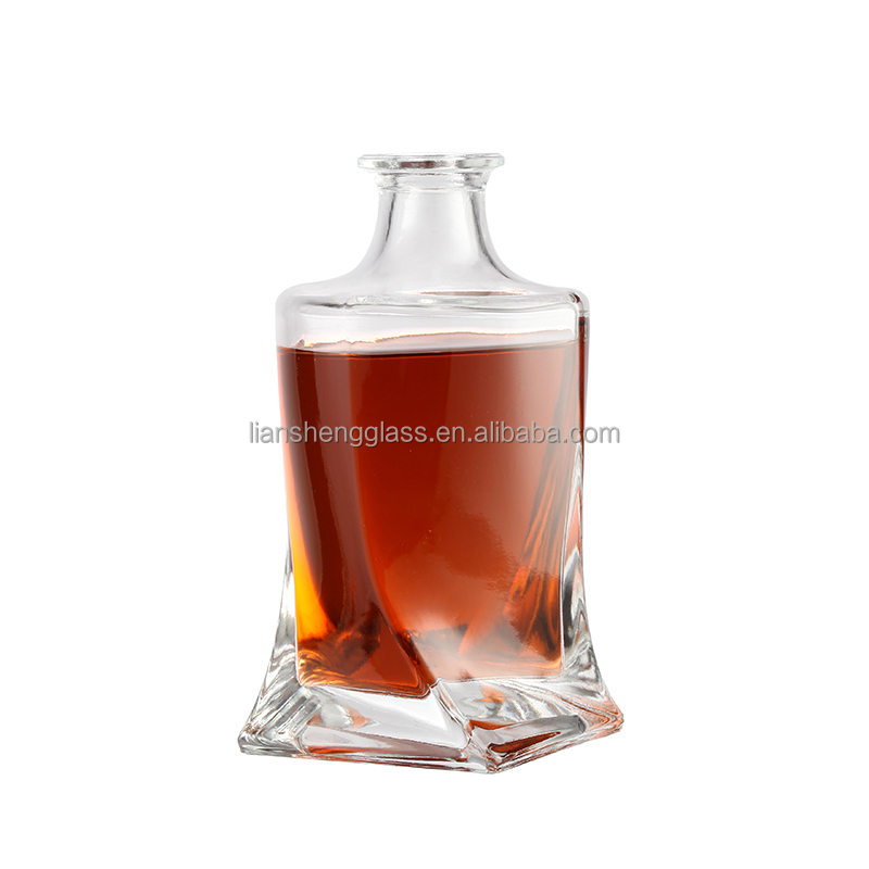 Luxury Crystal Glass Bottle 750ml Cognac Napoleon Brandy Bottle with Rubber Stopper