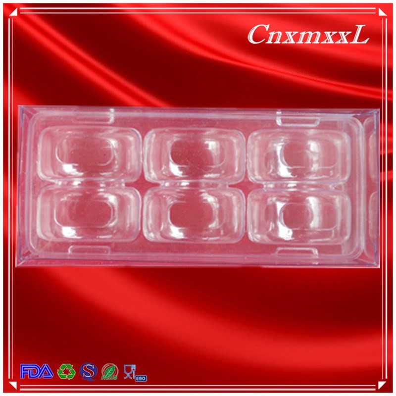 Blister PET 6pcs Macaron Plastic Box Packaging With Clear Lid