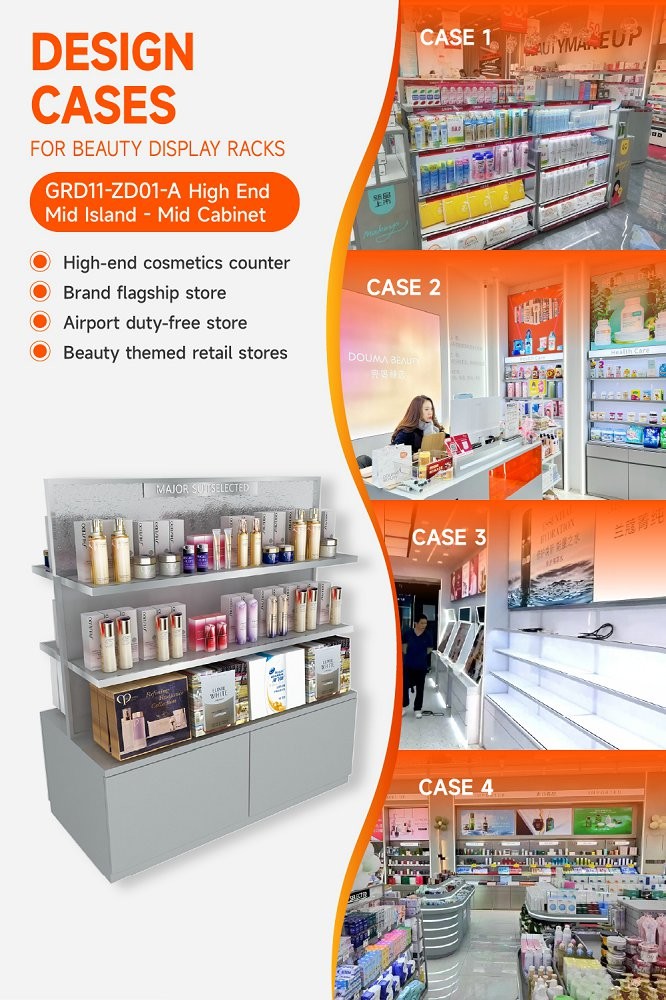GDR11-ZD01-A Retail Store Display with LED Light Strips and Gray Glass for Mall Boutiques