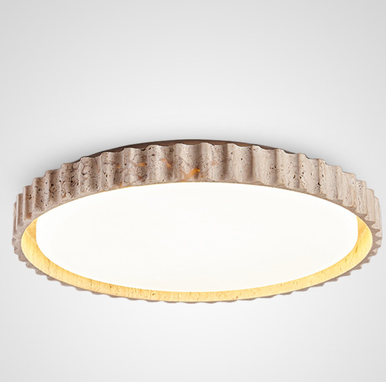French round bedroom ceiling lamp yellow cave stone wabi-sabi style living room dining room lamp middle-aged designer study