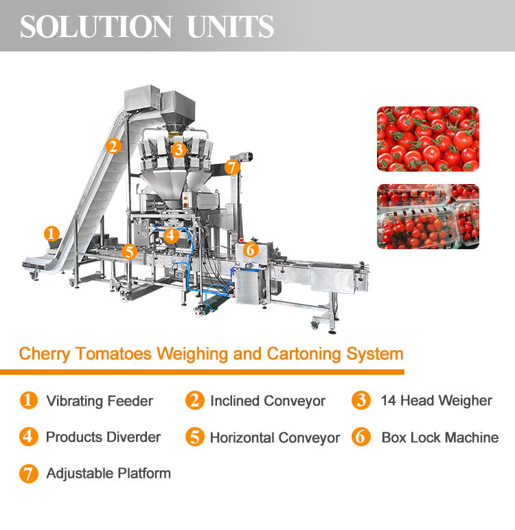 14 Head 1.6L/2.5L Multihead Weigher machine For Cherry Tomatoes Frozen Dumplings Peanuts