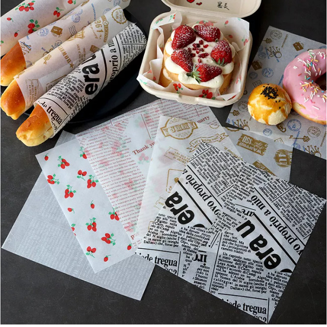 Single Side Coated Waxed Greaseproof Food Wrap Printed Burger Paper