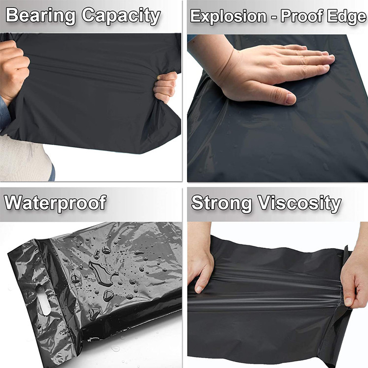 Thickness 0.07mm Poly Shipping Bags , 11×15 Inch Black Poly Mailers With Handle
