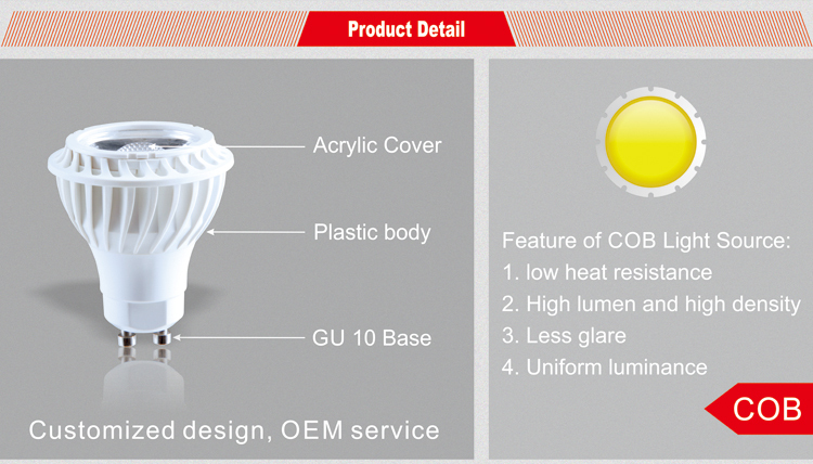 LED gu10 5w spotlight led jewelry cabinet light