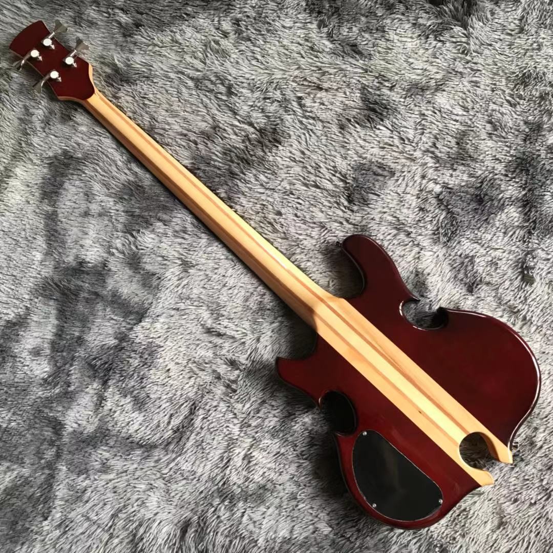 Custom Grand ALEM Mark King Deluxe Custom 4 Strings Neck Through Body Cut Bottom Heart WALNUT Guitar Bass