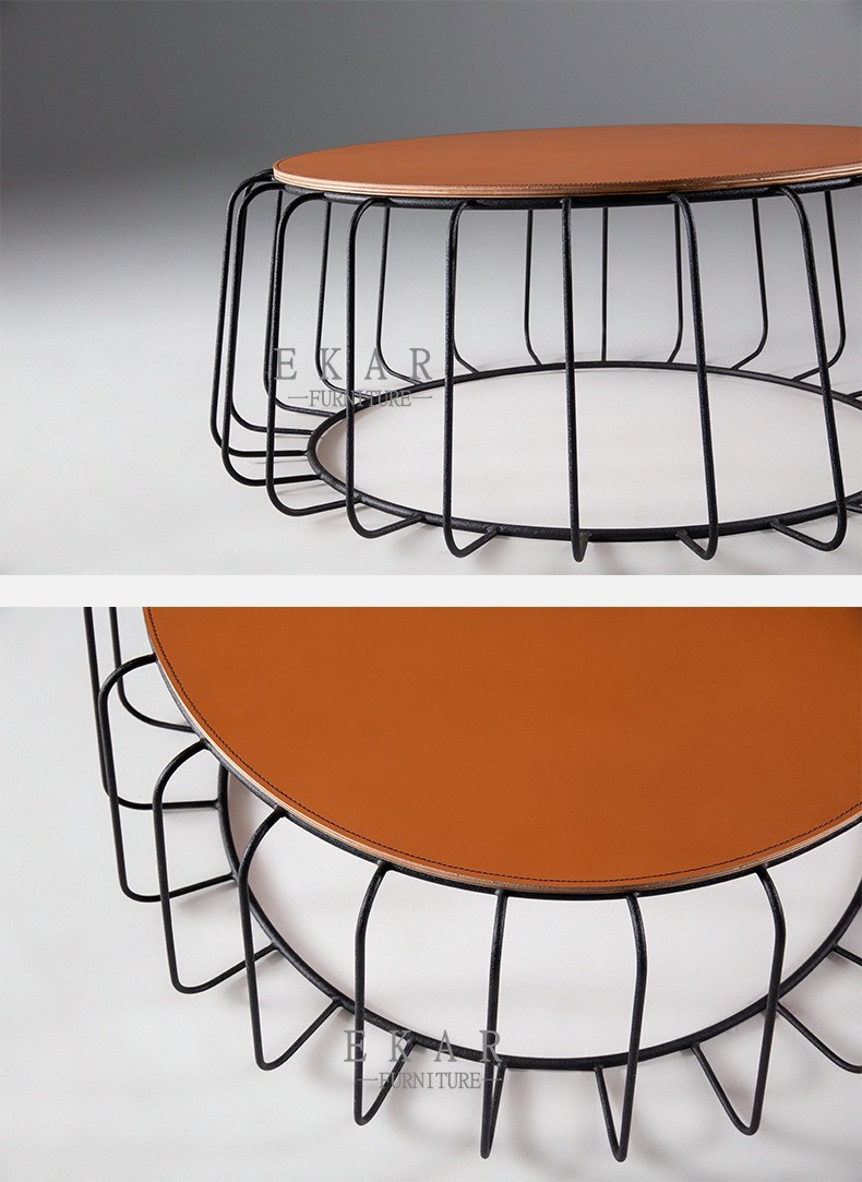 Living Room Modern Fashion Design Stainless Steel Frame Round Coffee Table