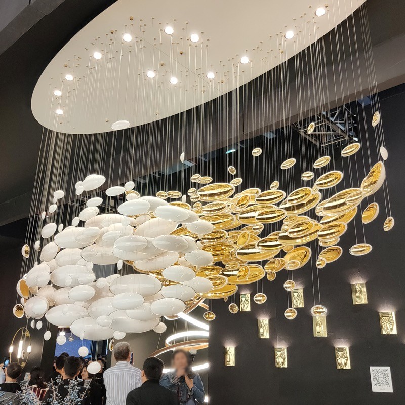 Customized Hotel Lobby Oval Art Chandelier Glass Extra Large Chandeliers