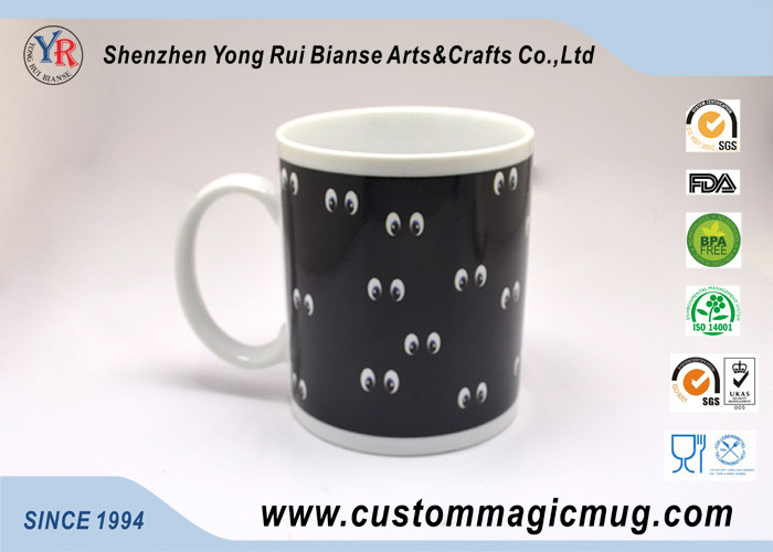 Heat Changing Personalized Kids Mugs White Ceramic Happy Face