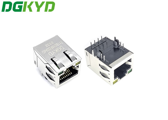 Gigabit Filter 8P10C Female Network RJ45 Connector Socket Right Angle 90 Degree With Light And No Bullets