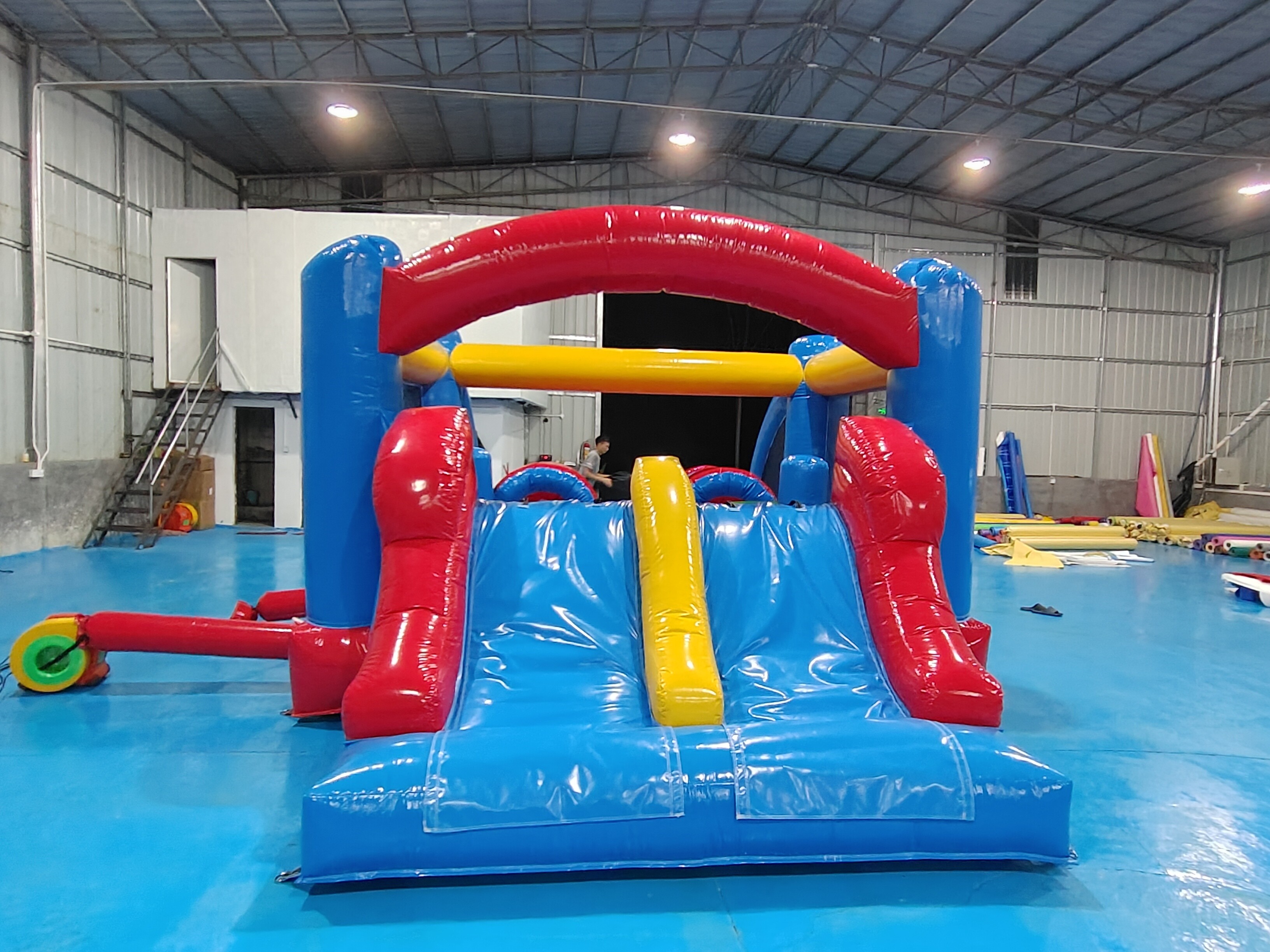 Commercial Bounce House With Blower Double Slide Inflatable Bouncy House With Double Slide Combo For Sale