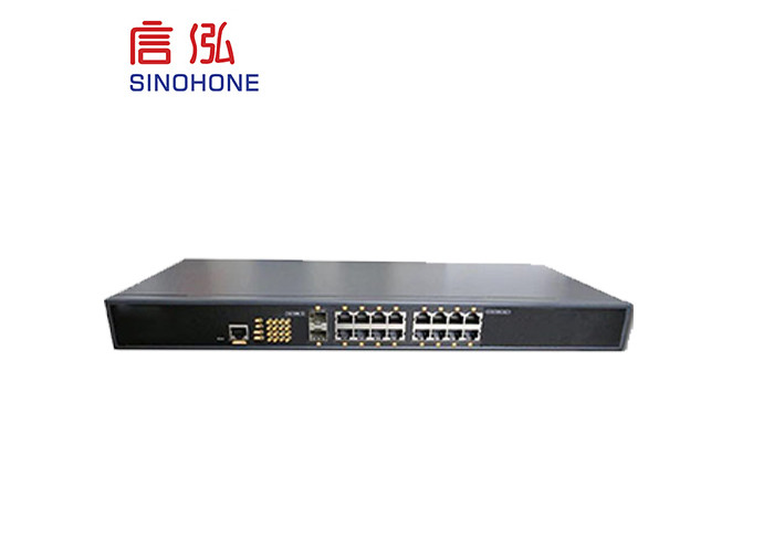 Black Aluminum 16 Port Network Switch , Fiber Converter Switch High Stability