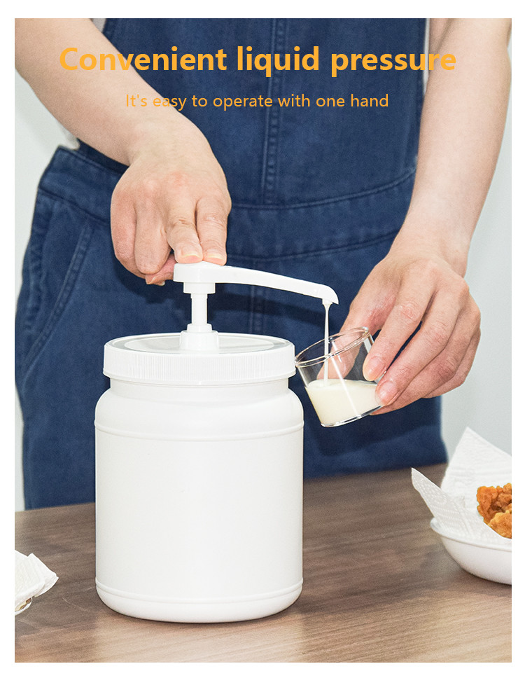 57oz / 1700ml Large Jug HDPE Bottle With Large Hear Syrup Pump Dispenser Condiment Kit