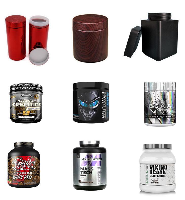 Heat Transferring Plastic Powder Canister Food Wooden Storage Jars 95mm Dia