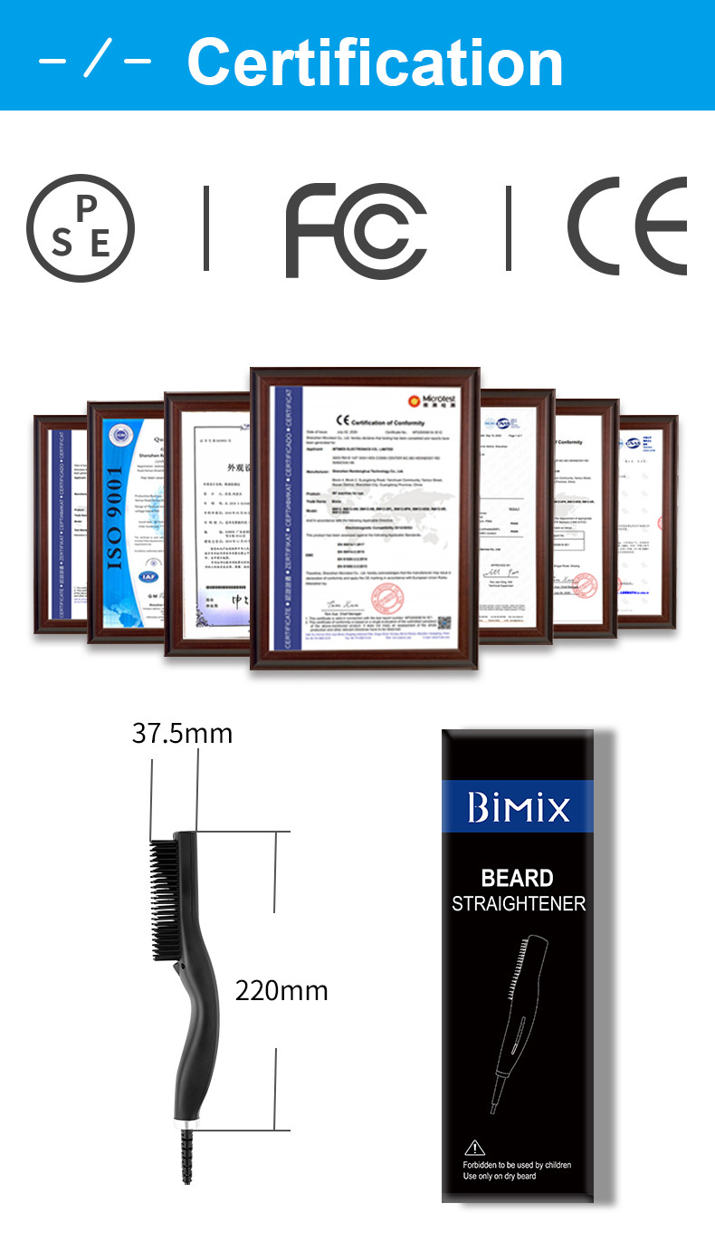 Portable 81.5x18mm 30W Beard Straightener Heat Brush