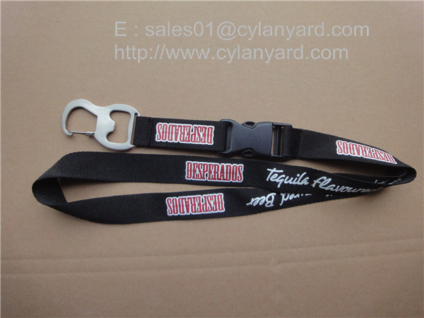 Corporate logo polyester ID lanyard with bottle opener