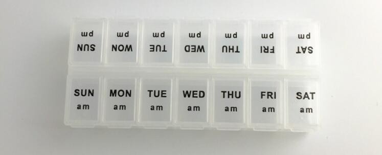 28 compartment column shape plastic pill storage box with pill crush box, Conventional eco-friendly 4 grids plastic trav