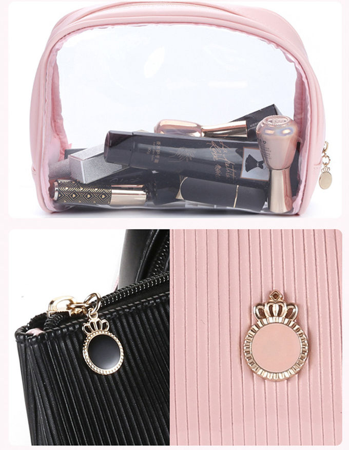 Custom Clear PVC Travel Zipper Wash Cosmetics Bags Set 3 Pieces