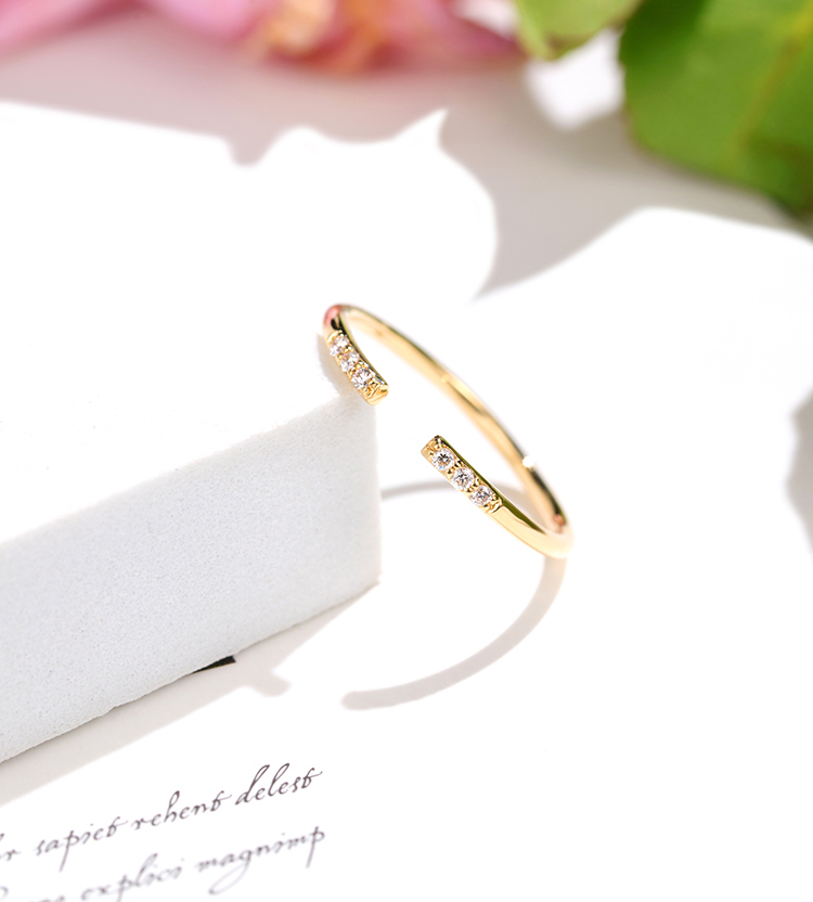 Engagement Ring Simple Small Fresh Opening Ring 18K Gold Diamond Rings