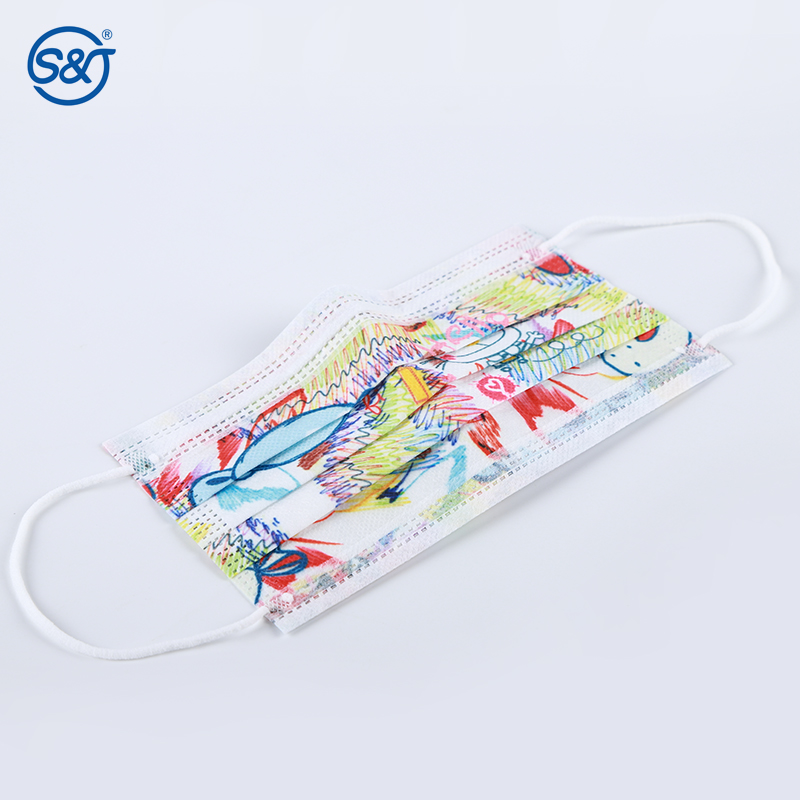 Disposable 3-ply Kids Face Mask Medical Surgical Clinic Office Dental Food Daily Use Cute Cartoon Patterns