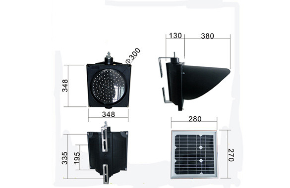 Yellow Flashing Solar Traffic Warning Light Anti High Temperature 300mm For Road Safety
