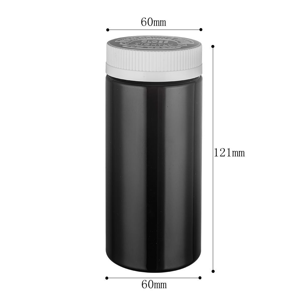 Promotion Plastic Capsule Medical Bottle 8oz Black Empty Plastic Pill Bottle Container with Tamper Proof Cap Sample Provide