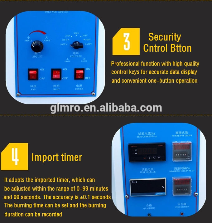Accurate Timing Plastic Horizontal Vertical Burning Tester