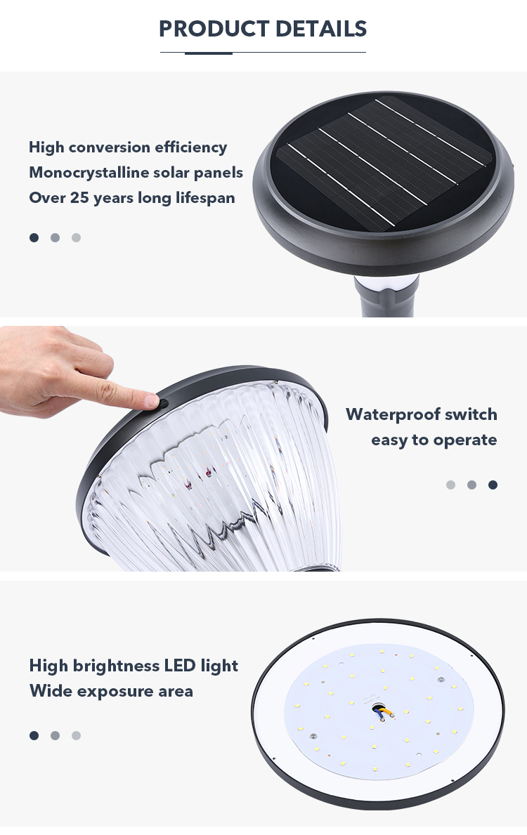 CE Certified Effective Solar Powered Bollard Lights Ouotdoor Lawn Lamp For Courtyard Villas