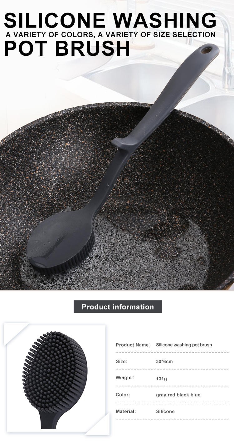 Latex Free Long Handle Silicone Washing Up Brush