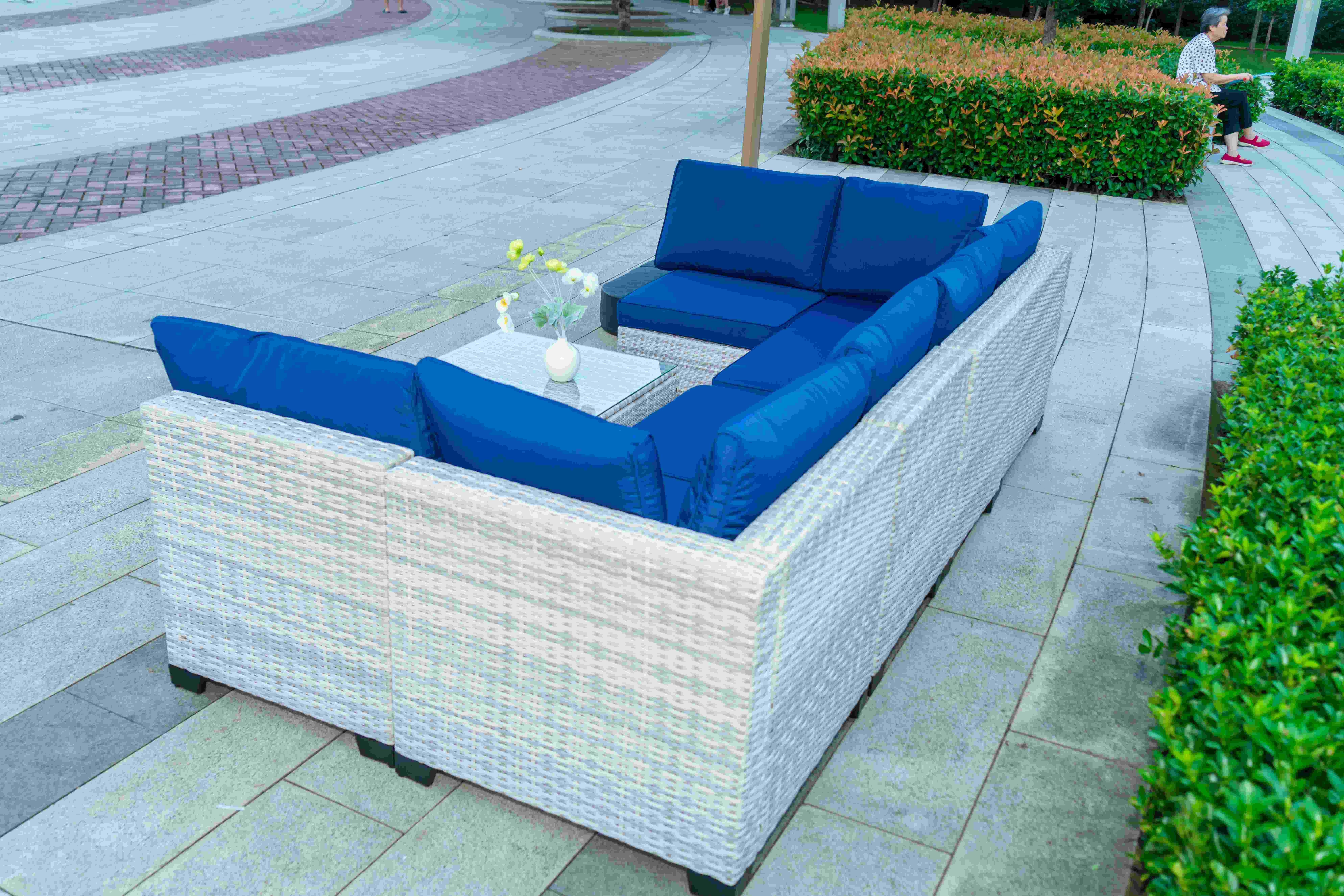 Outdoor furniture rattan living room sofa woven balcony combination rattan chair booth leisure bar home