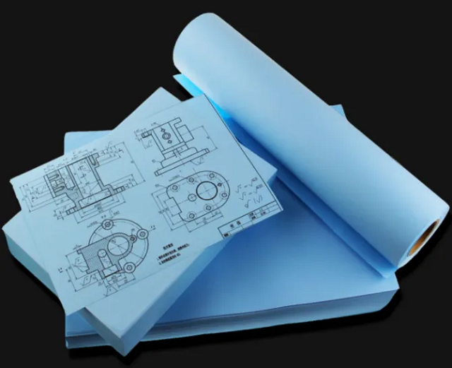 80Gram 620mm 880mm x 150m Double Sided Blue Print Paper Roll For Inkjet Printer 