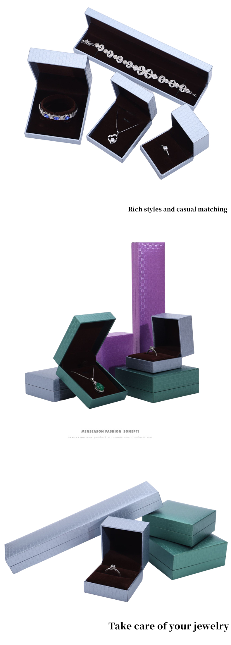 Green Paper Jewelry Display Box , Pendant Bracelet Necklace Ring Jewelry Packaging