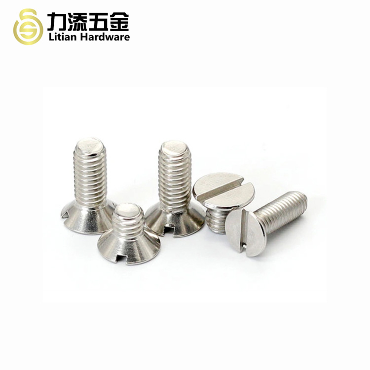 Stainless steel 304 M2.5 M3 M4 slotted one word screw flat head machine nail hardware countersunk one word screw