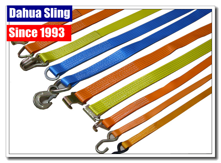 Iron Handle Ratchet Tie Down Straps , 1500kgs Cargo Ratchet Straps With S hook