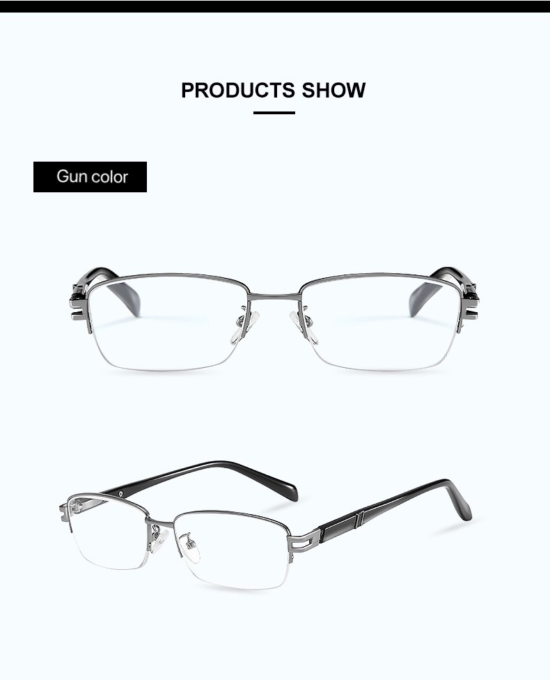 Men Metal Frame Computer Rectangle Reading Glasses Stainless Steel Spring Hinges Sun Readers