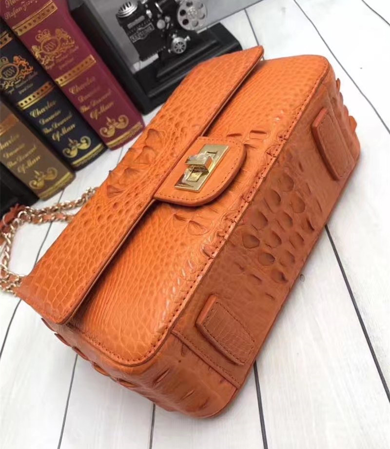 Genuine Crocodile Skin Lady Flap Purse Female Single Cross Shoulder Bag Real Alligator Leather Women's Messenger Bag