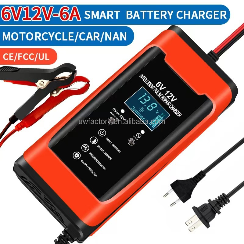 Private Mold Yes Universal 6V 12V Lead Acid Battery Charger AGM GEL LifePo4 Car 12 Volt Auto Adjustable Voltage 12V 200Ah