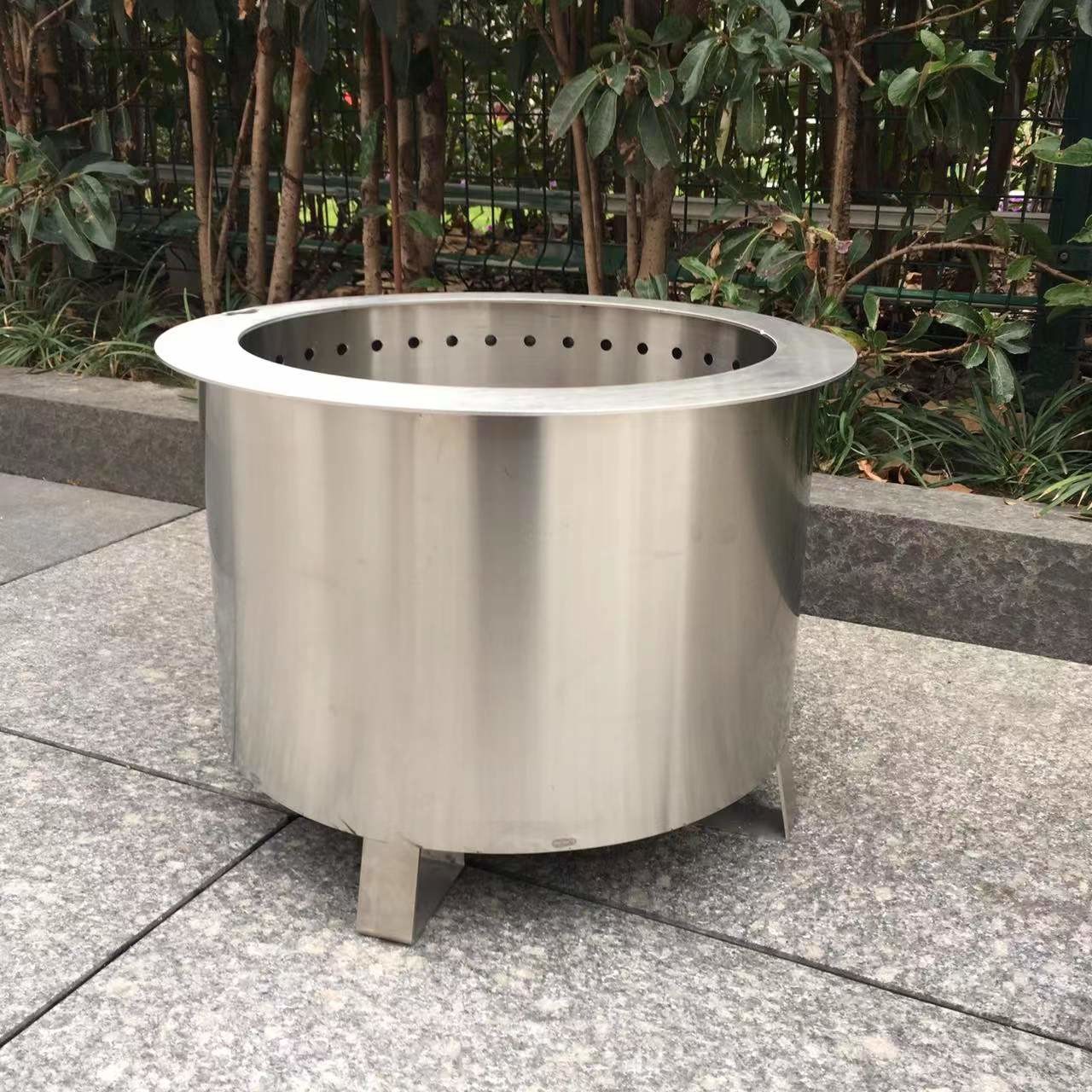 Stainless Steel Wood Double Flame Smokeless Fire Pit , 15.5 Inch Backyard Outdoor Fire Pit