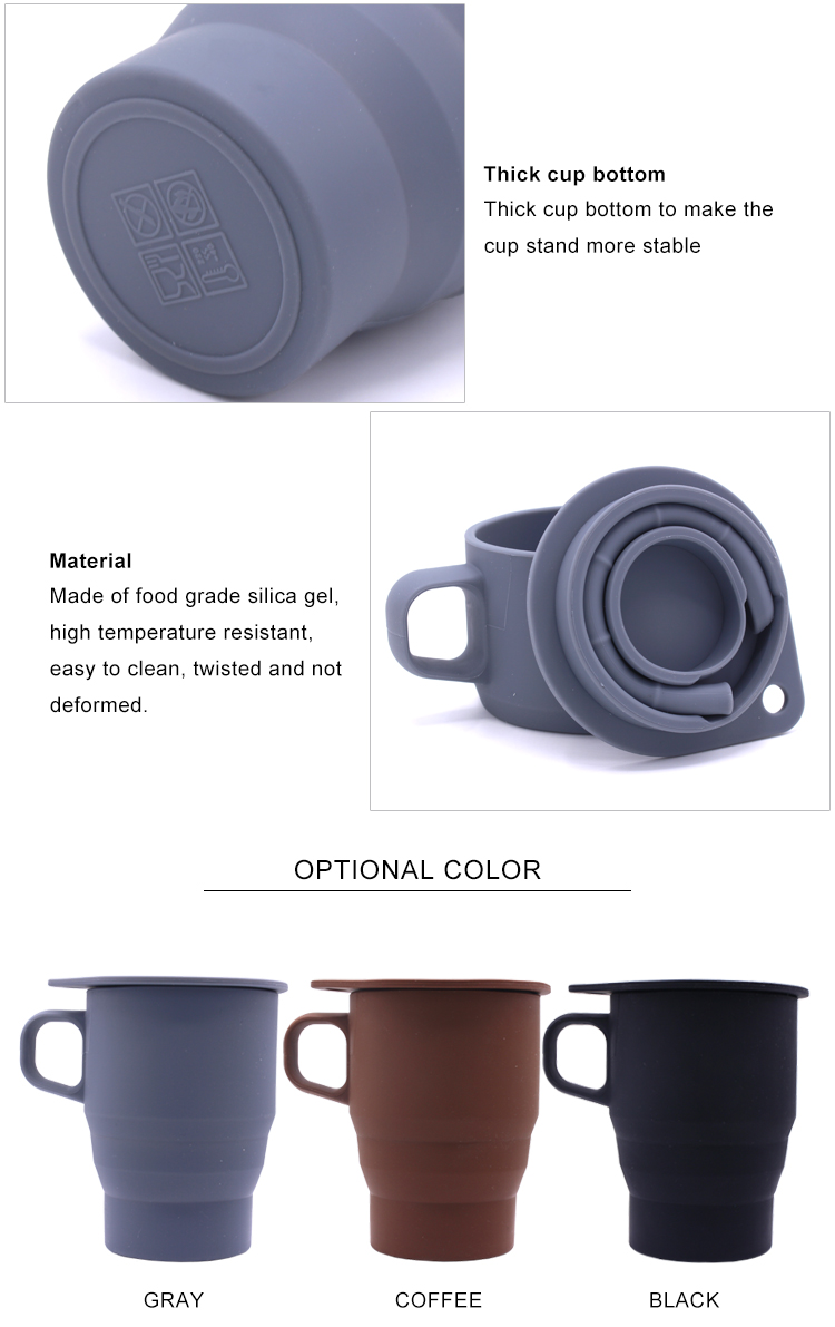Private Logo 350ML Collapsible Silicone Coffee Cup