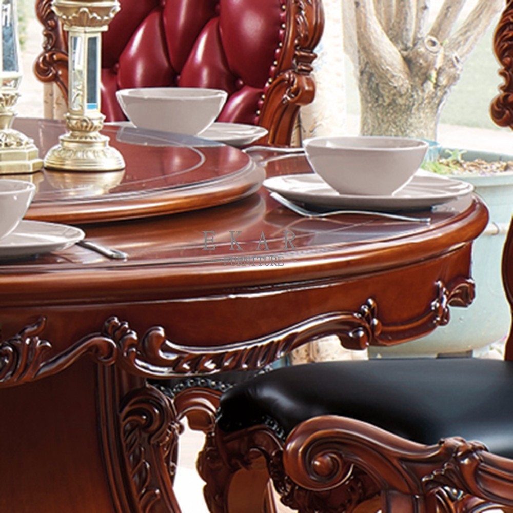 Electric Rotating Round Vintage Wood Dining Table