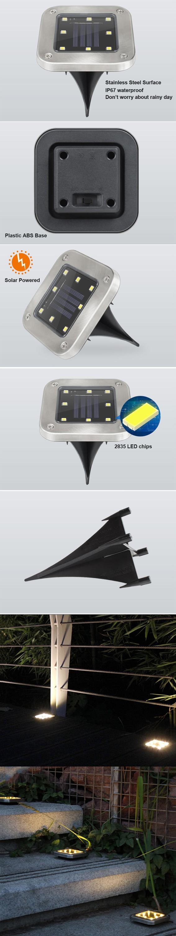 8 LEDs Rgb Recessed Ground Light Wireless Type Solar Powered For Lawn Pathway