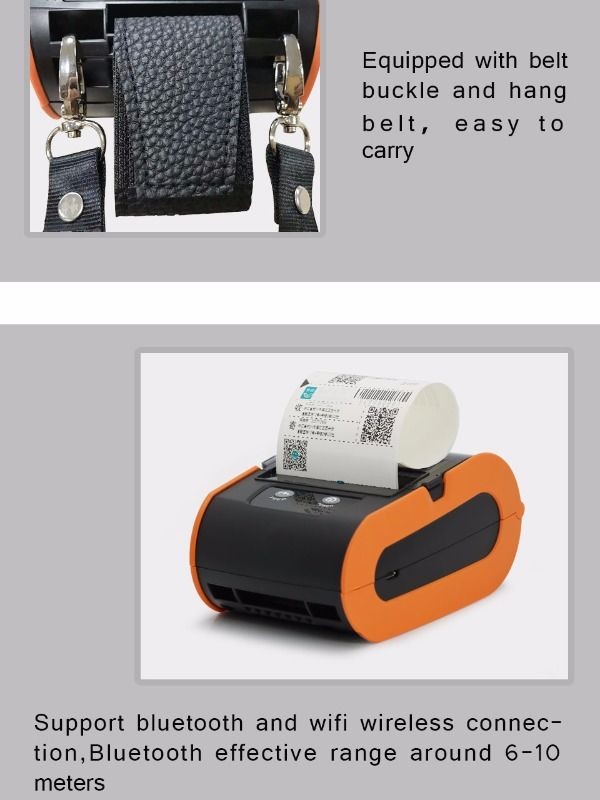 Thermal Printer Label Receipt Printer 80mm Portable Mini Mobile Printer Bluetooth Label Maker Support POS Android IOS