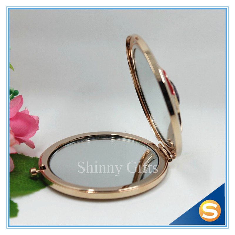 Shinny Gifts Newest Design Round Compact Mirror Folding Small Pocket Mirror