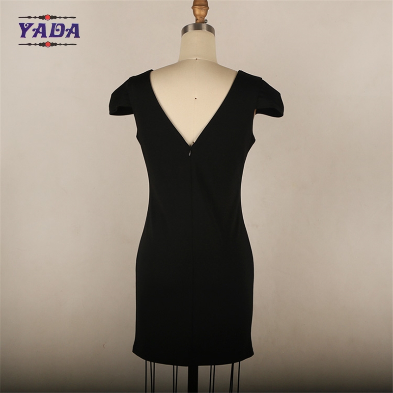 Elegant ladies bodycon open back midi latest party designs v neck dress woman clothes in cheap price
