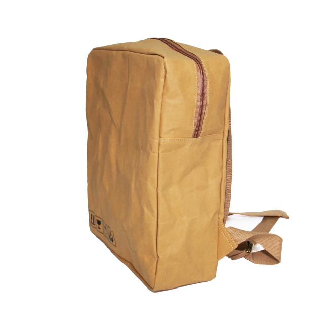 Carrying Washable Paper Backpack Simple Design Brown Kraft Paper Backpack