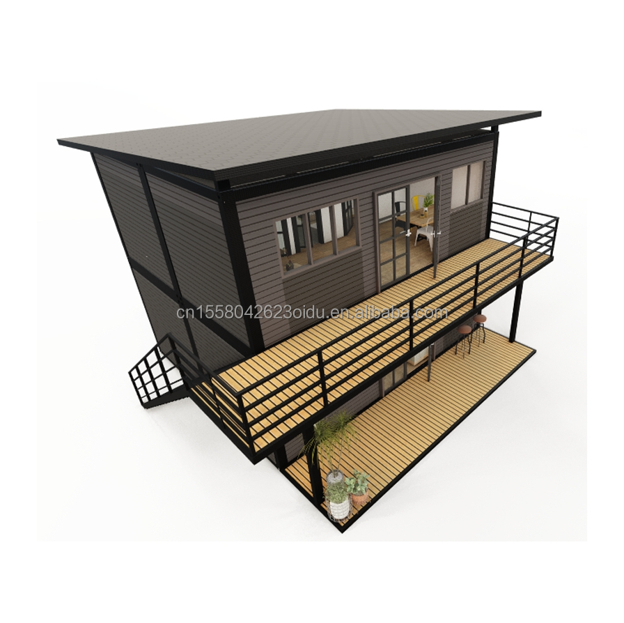 Main structure Wooden Galvanized Steel Square Tubes 4 Bedroom Bilayer Prefab Expandable Container House Design for Mall