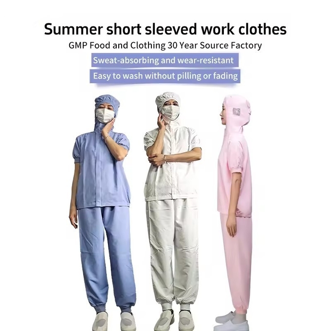 Summer Short Sleeved Work Clothes Wholesalers Food Workwear Waterproof Dustproof Workwear Workshop Work Suit