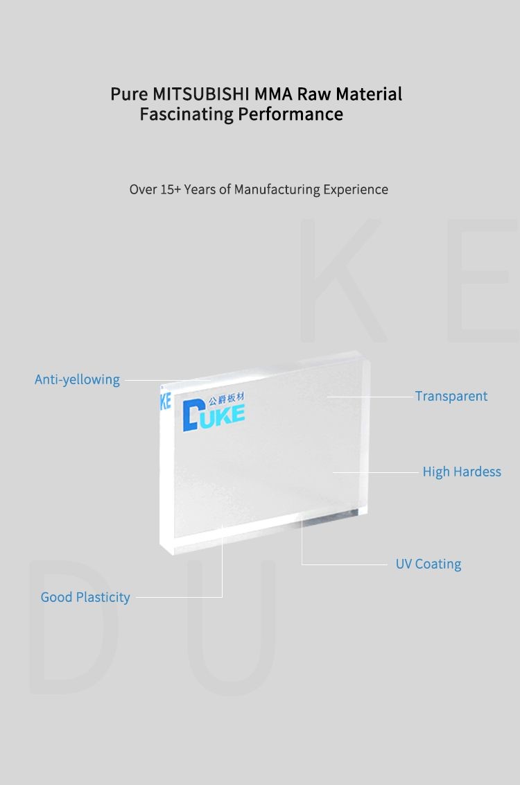 93% High UV Transmittance Clear 2.8 mm Cast Acrylic Board 4in 8in 10inch For Laser Cutting